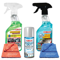 Kit Pulizia Interni Auto - Igienizzante Superfici, Sgrassatore Vetri - Igienizzante Clima - 2 Panni Microfibra